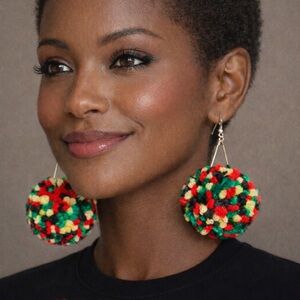 Juneteenth Pom Pom Earrings
